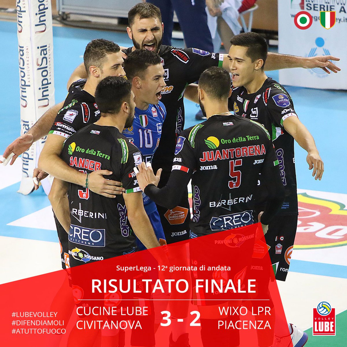 VolleyLube's tweet photo. Rimonta, carattere e ancora vittoria! #lubevolley #superlega #difendiamoli #atuttofuoco https://t.co/yJBxRyCNmP