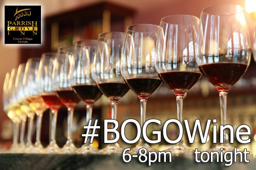 ParrishGroveInn's tweet photo. TONIGHT til 8pm we're doing #BOGO Wine in the #VillageWineRoom, stop by and see what's new! https://t.co/9hTDt1C33a