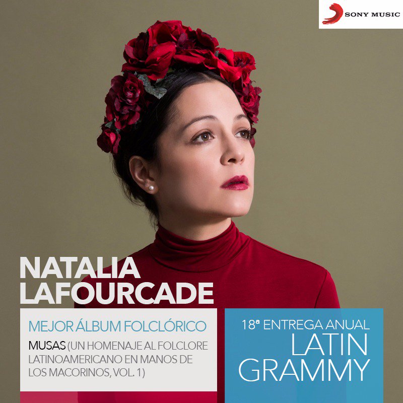 LafourcadeClub's tweet photo. ¡Muchas felicidades a Natalia @Lafourcade por el premio en la categoría de #MejorÁlbumFolclórico en los @LatinGRAMMYs por #MusasVol1 - #LatinGrammys2017 https://t.co/rUjyocMURh