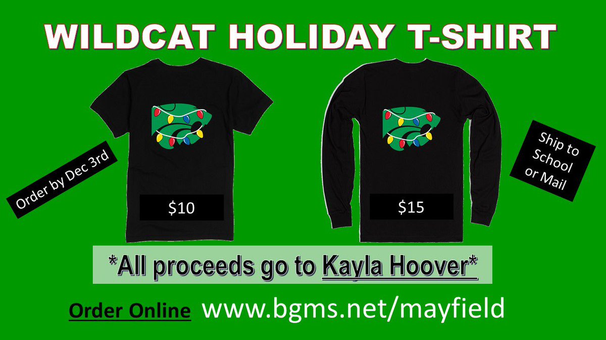 MayfieldDMP's tweet image. Let’s help make Kayla and her family’s holidays something to remember. Order your shirts today!