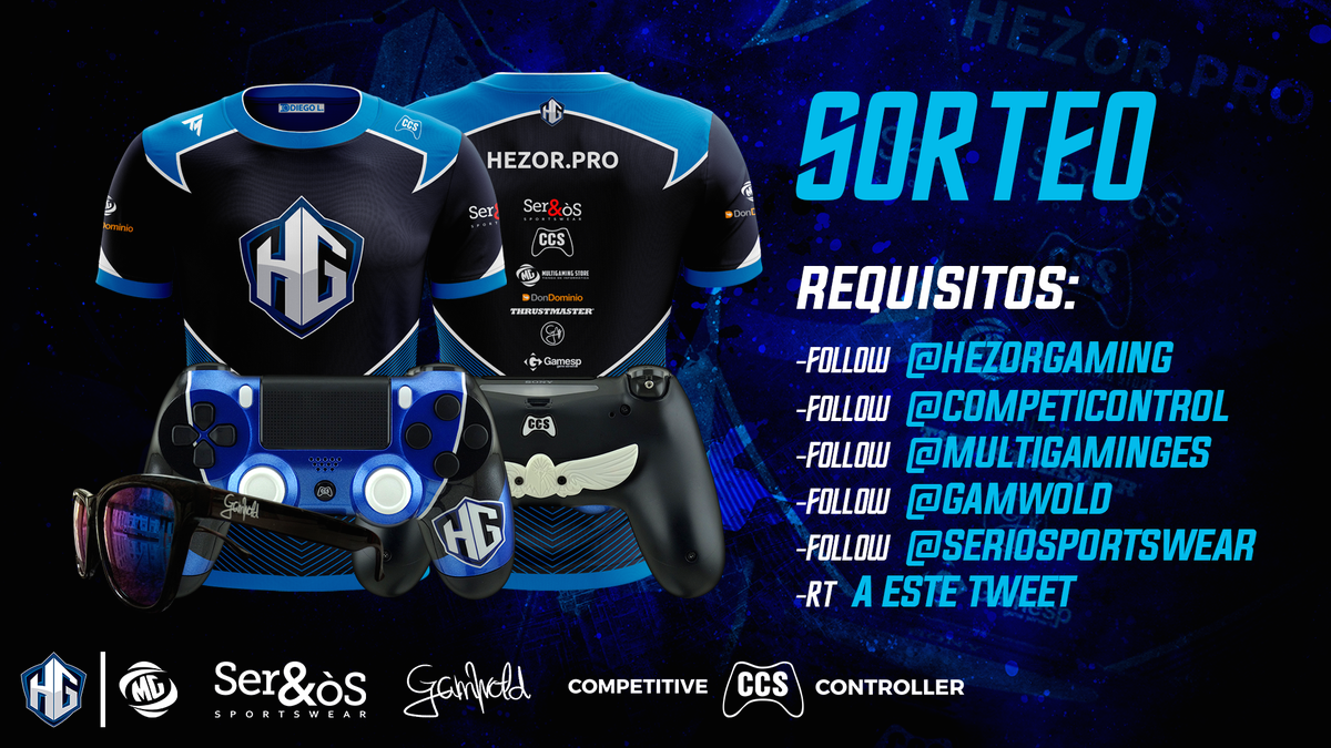 multigeekx's tweet photo. 📢 ¡#SORTEO de un #Scuf CCS Hezor Edition + Una #CAMISETA + Unas #GAFAS! 😍

Para participar 👉
- Haz #RT a este Tweet 🔁
- Sigue a @HezorGaming ✅
- Sigue a @MultiGamingES ✅
- Sigue a @CompetiControl ✅
- Sigue a @SerioSportswear ✅
- Sigue a @gamwold ✅
#GoHezor #GoBlueBoys 💙 https://t.co/zNxyGxkbn2