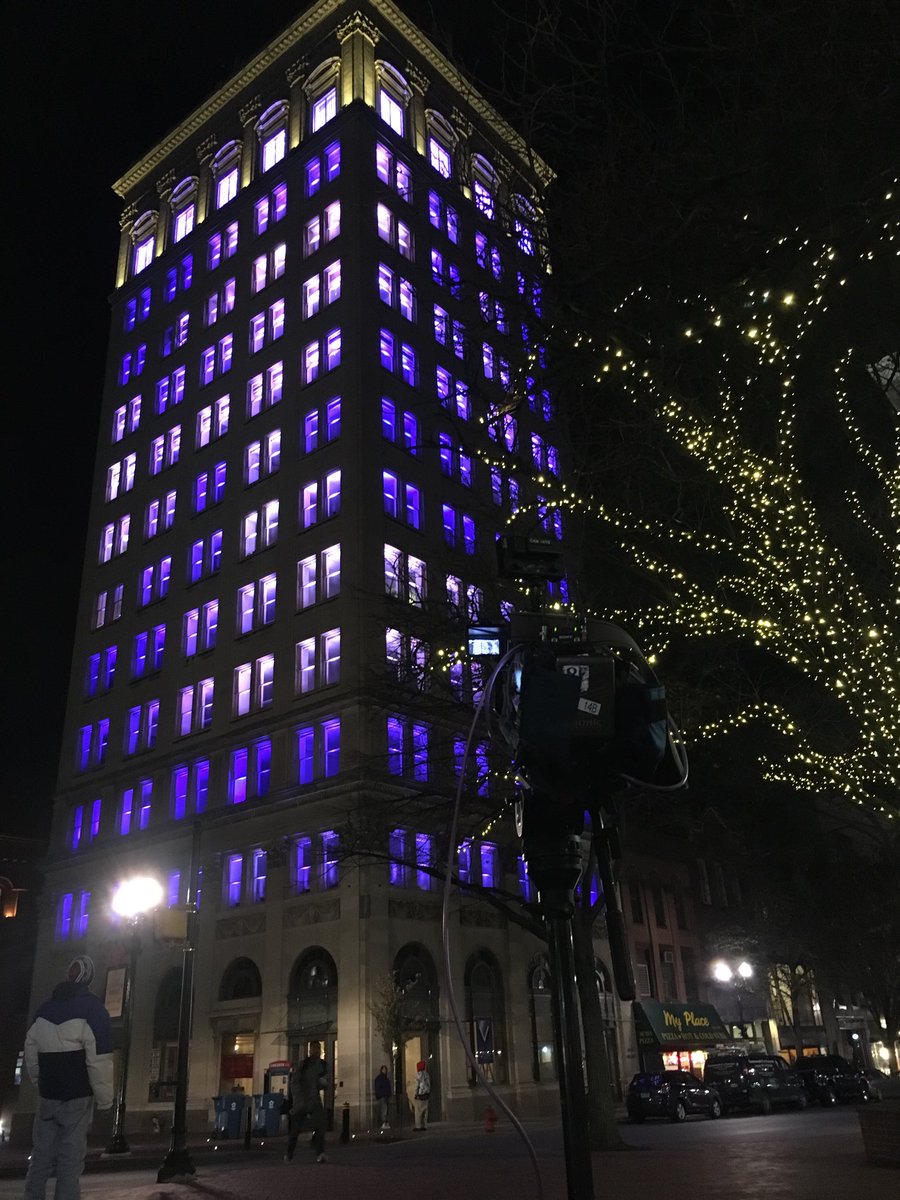 Lancaster’s Greist building lit up for the #ExtraOrdinaryGive