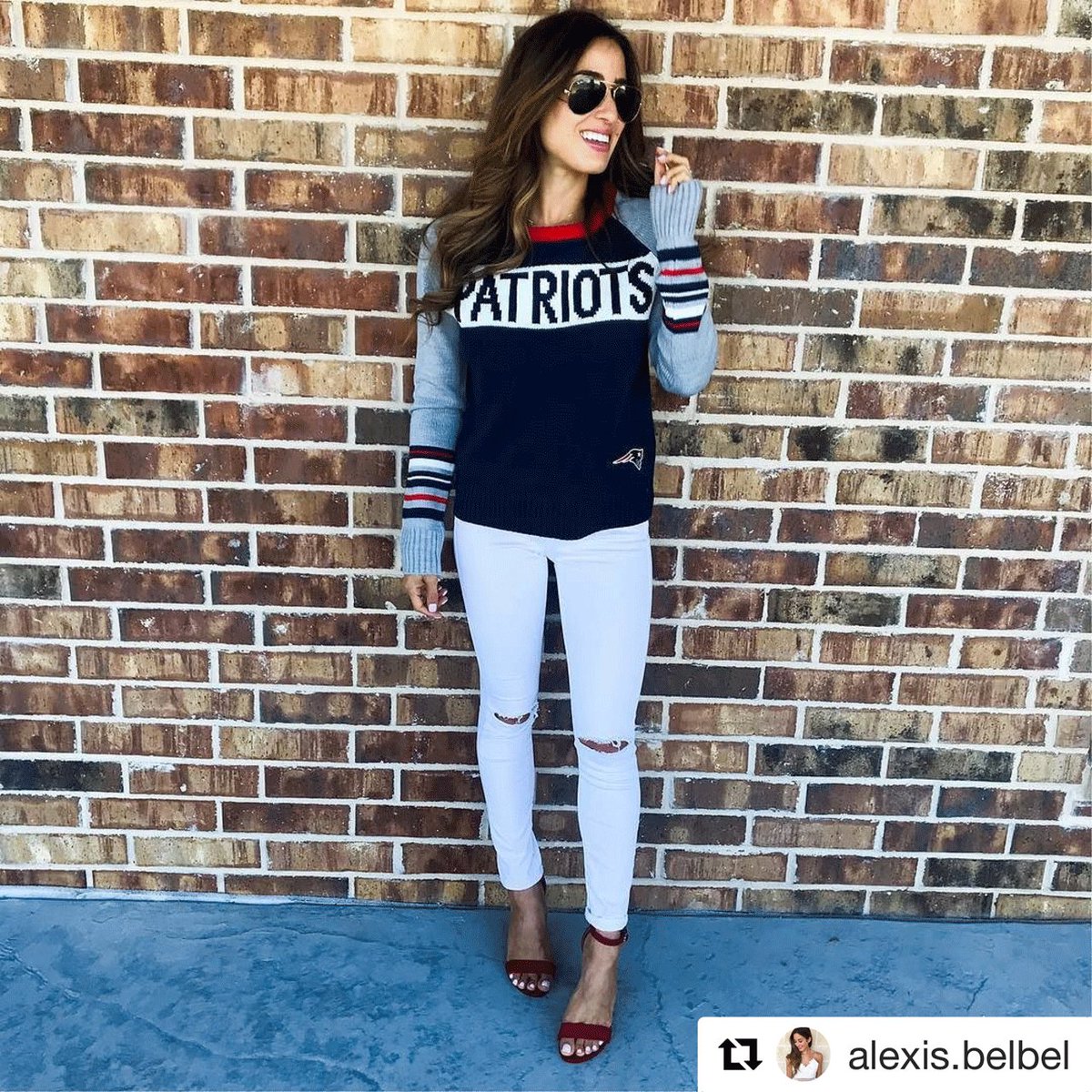cahaleythe's tweet image. #GoPats! Check out more styles like this with @NFLFanStyle: clvr.li/2ztzbvg #NFLFanStyle #sweepstakes