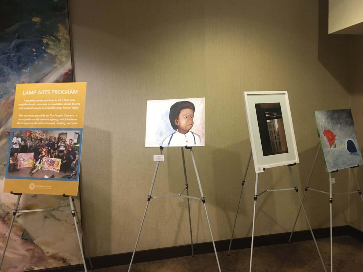 natlcomplexcare's tweet image. Beautiful artwork on display from @ThePplConcern Lamp Arts Program- providing equitable access to art as a fundamental human right in LA’s Skid Row neighborhood. Check them out outside the Beehive! #CenteringCare17