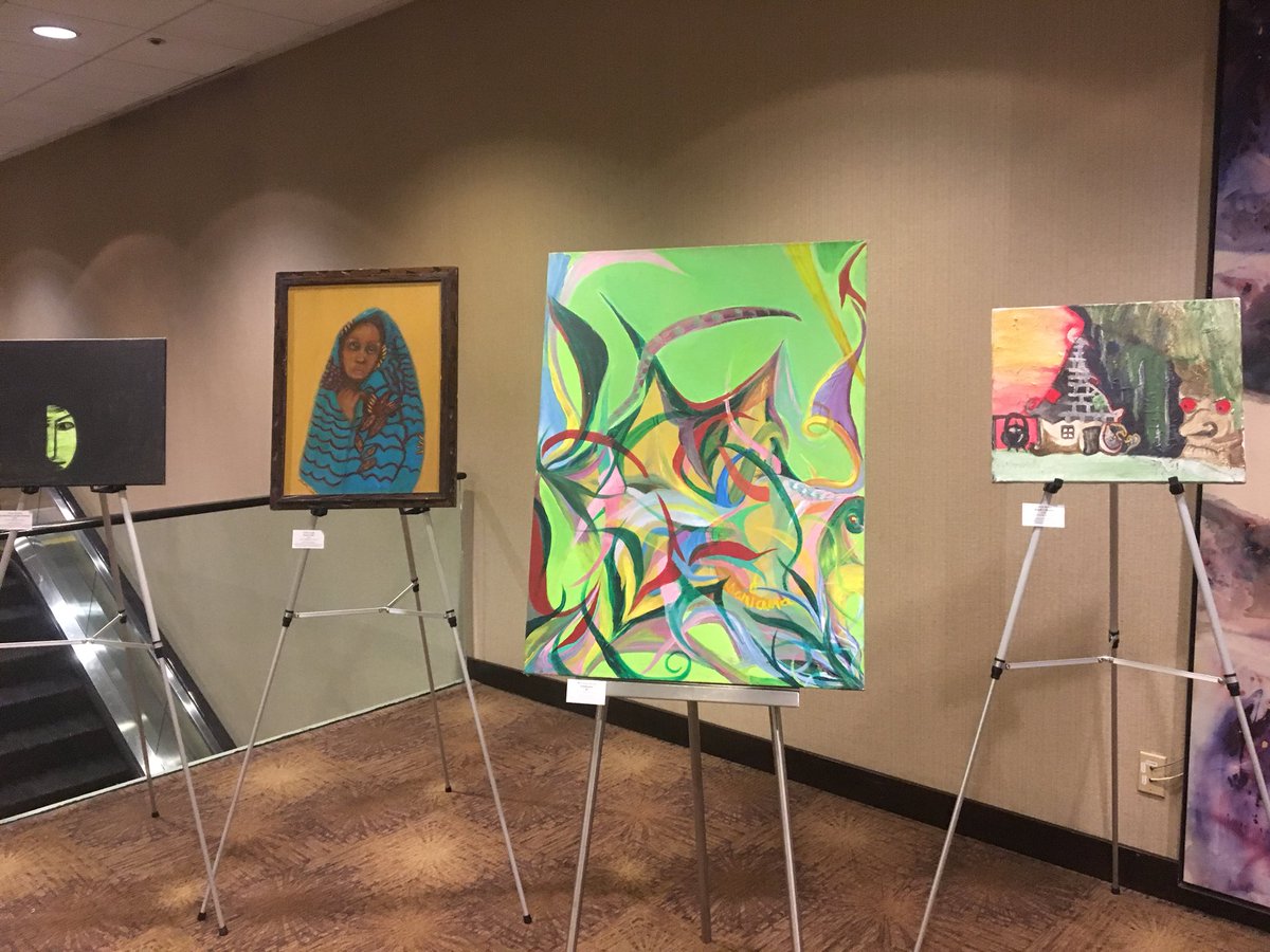 natlcomplexcare's tweet image. Beautiful artwork on display from @ThePplConcern Lamp Arts Program- providing equitable access to art as a fundamental human right in LA’s Skid Row neighborhood. Check them out outside the Beehive! #CenteringCare17