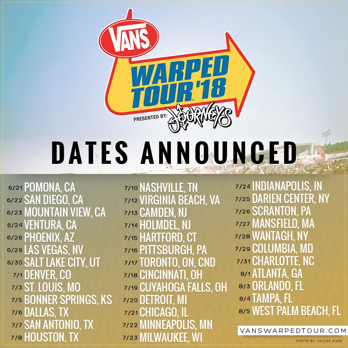 warped tour locations 2019