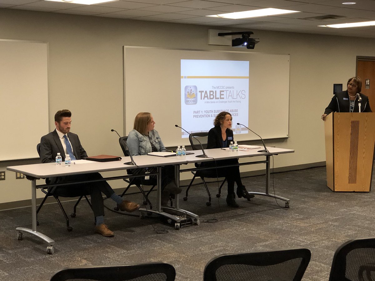 MCCSC Table Talks: Youth Substance Abuse &amp; Support Services kicks off as we discuss the current opioid crisis in our community. Thank you to Elizabeth Bullock from <a href="/IndianaDCS/">Indiana DCS</a>, Matthew Clay from <a href="/Centerstone/">Centerstone</a>, and MCCSC’s Becky Rose for leading this discussion.