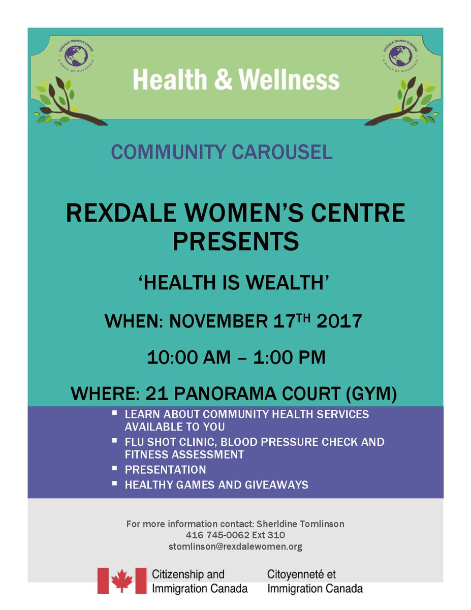 healthjusticeTO's tweet photo. Looking for info on community services that support your overall #health?! @RexdaleCLC and @healthjusticeTO along with other agencies will be providing info 10-1pm at #Rexdale #Women Centre #Healthi is #Wealth #Community event - 21 Panorama Court - #RexdaleCommunityHub https://t.co/kOOpjcLAS6