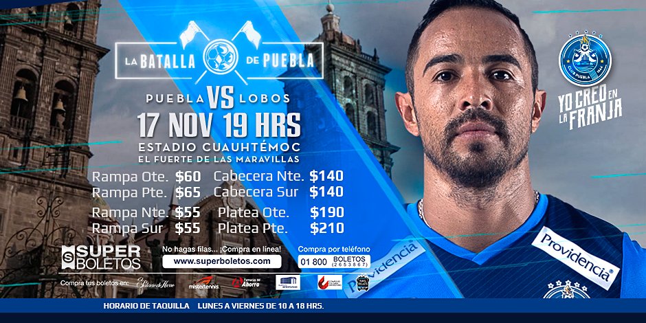 gopuebla's tweet photo. Mañana viernes - 19:00 hrs
@ClubPueblaMX vs @LobosBuapMX 
#LaBatallaDePuebla
Info: https://t.co/5jmpyGnF1l https://t.co/JHnpOr9n4o