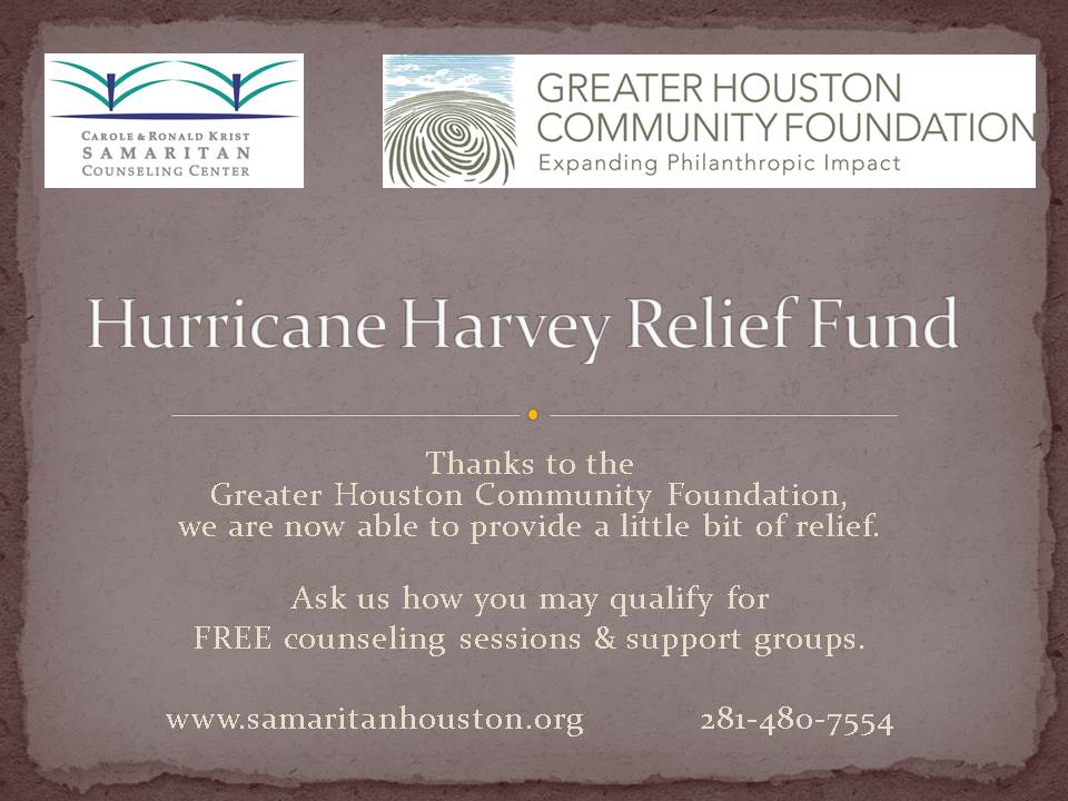 Thank you #GreaterHoustonCommunityFoundation for supporting our efforts to help those #emotionally impacted by #HurricaneHarvey!