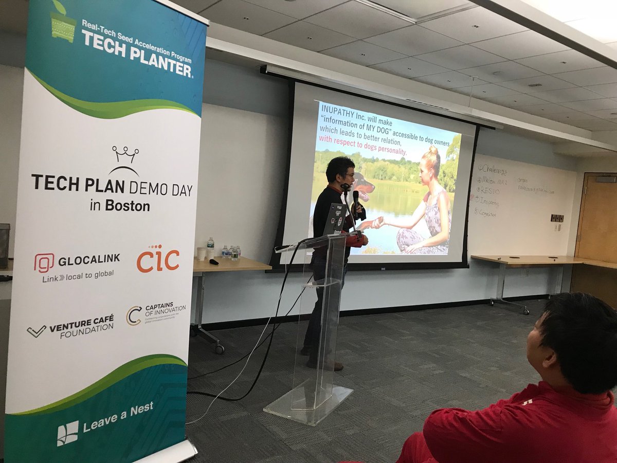 kwiant's tweet photo. Inupathy discusses their device for dog emotion monitoring device @VentureCafe Kendall #techplanter https://t.co/wWg9SzLqmr