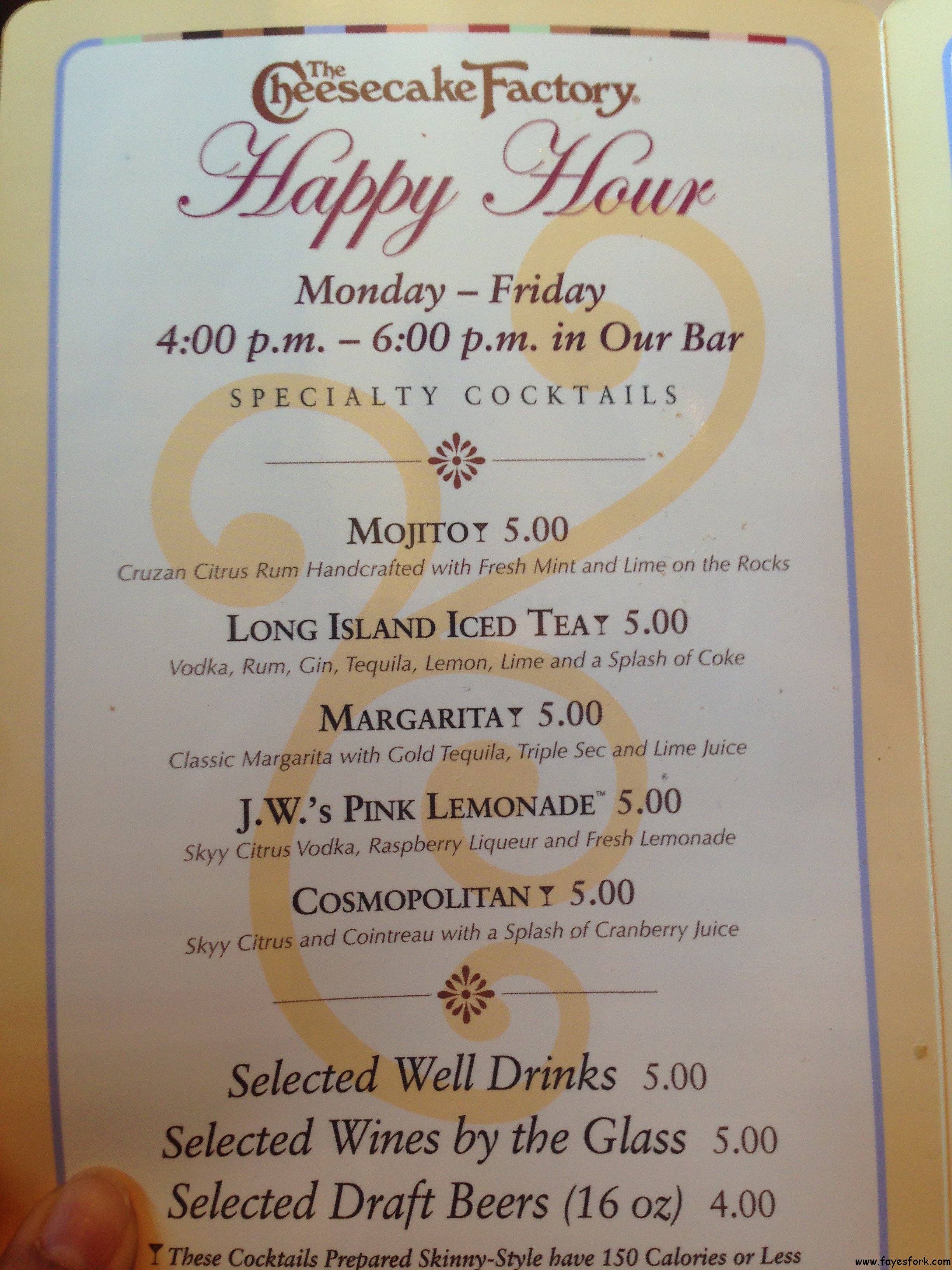 Cheesecake factory drink menu best sale