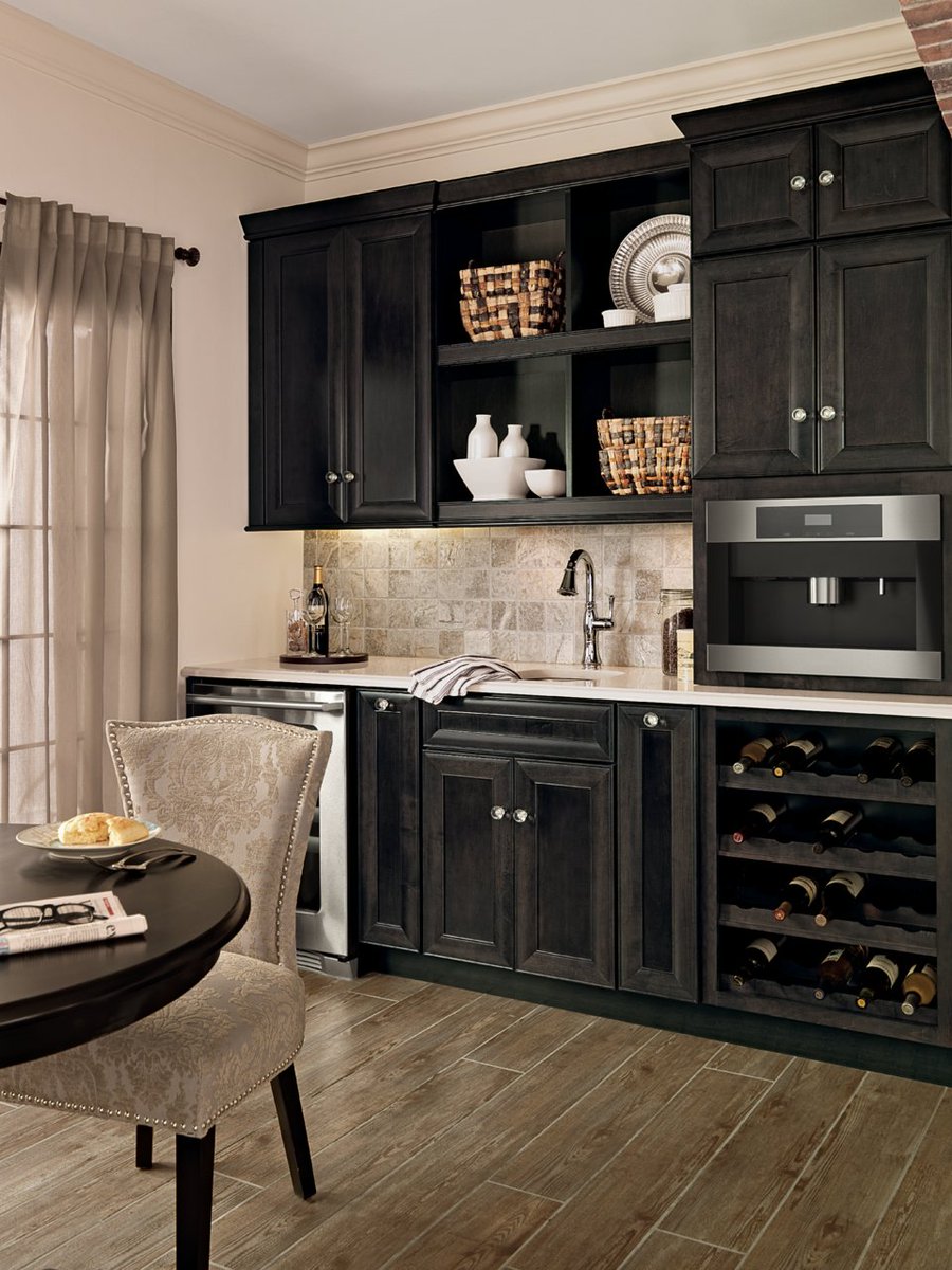 This area was designed to be a morning coffee bar by day, but it easily transforms into a wine bar in the evening.