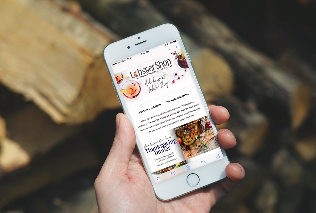 Did you know that we offer special deals and updates to our email insiders? Be the first to know about events, tastings, offers and seasonal menu items at Lobster Shop. If you haven’t signed up for our EMAIL NEWSLETTER go to lobstershop.com/# or email info@lobstershop.com
