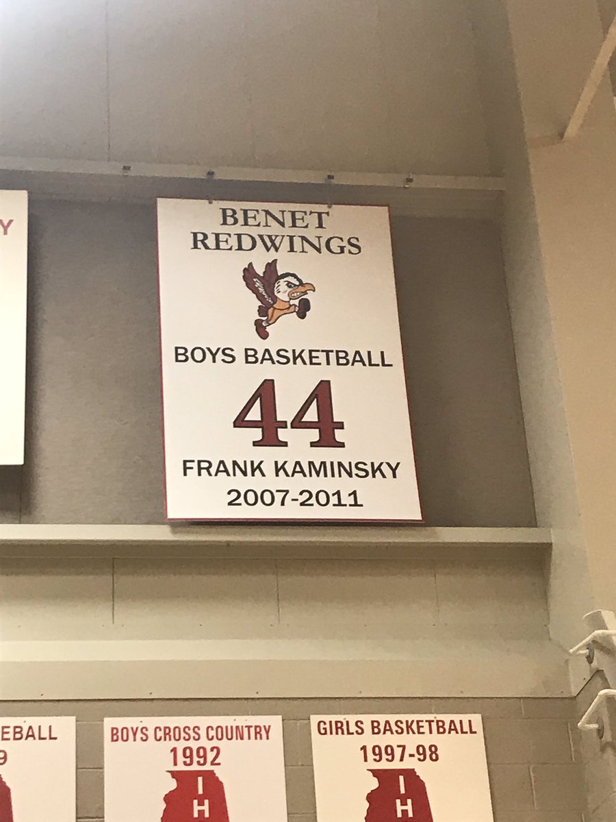BenetRedwings's tweet photo. Honoring 4 great years of Benet Basketball for Frank Kaminsky. We'll always be a fan of #44. https://t.co/sVJlSMAvro