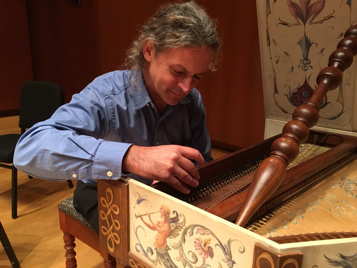 ChambOrchNY's tweet photo. Harpsichordist Aymeric Dupré La Tour tuning the harpsichord before our rehearsal at @MorganLibrary #charlesdickens #attentiontodetails #baroqueconcert https://t.co/WFQZbUTku3