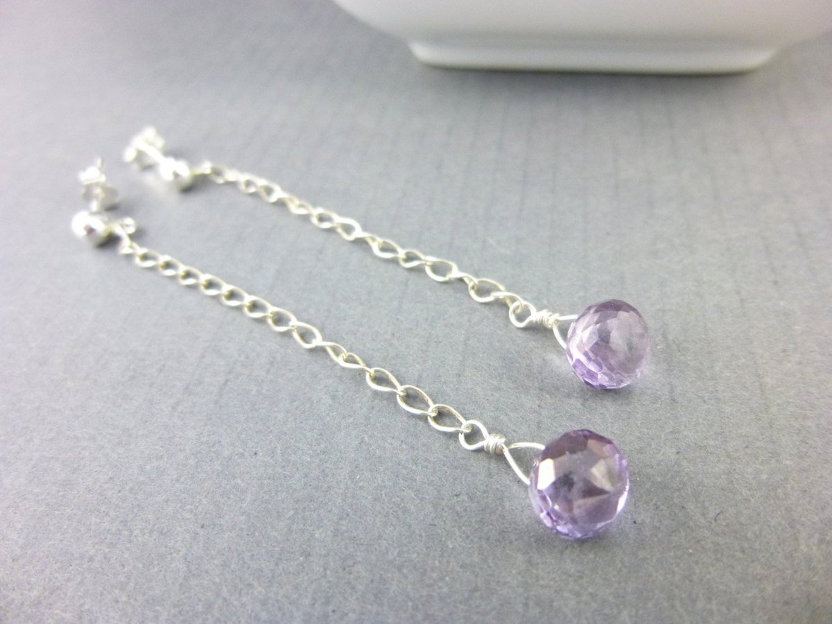 Lavender Mystic Crystal Quartz Earrings, All Chakras, Long Dangle Earring… bit.ly/2dcB9XL #jetteam #Jewelry