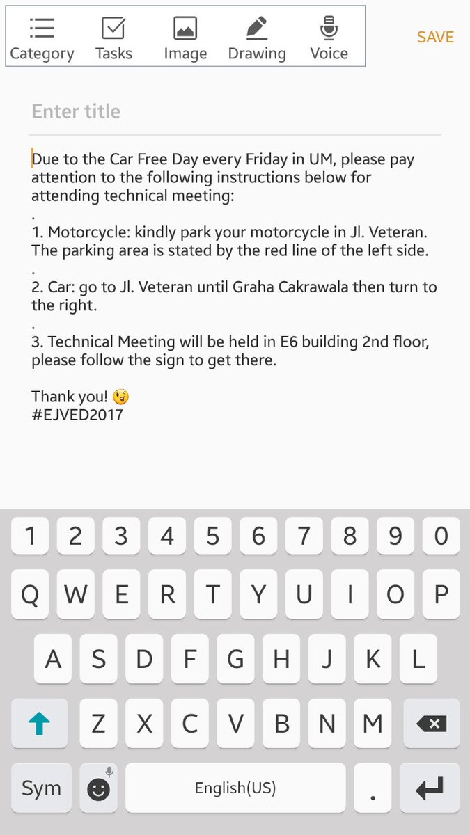 #EJVED2017 Due to Car Free Day every Friday in UM, please kindly follow instruction below: