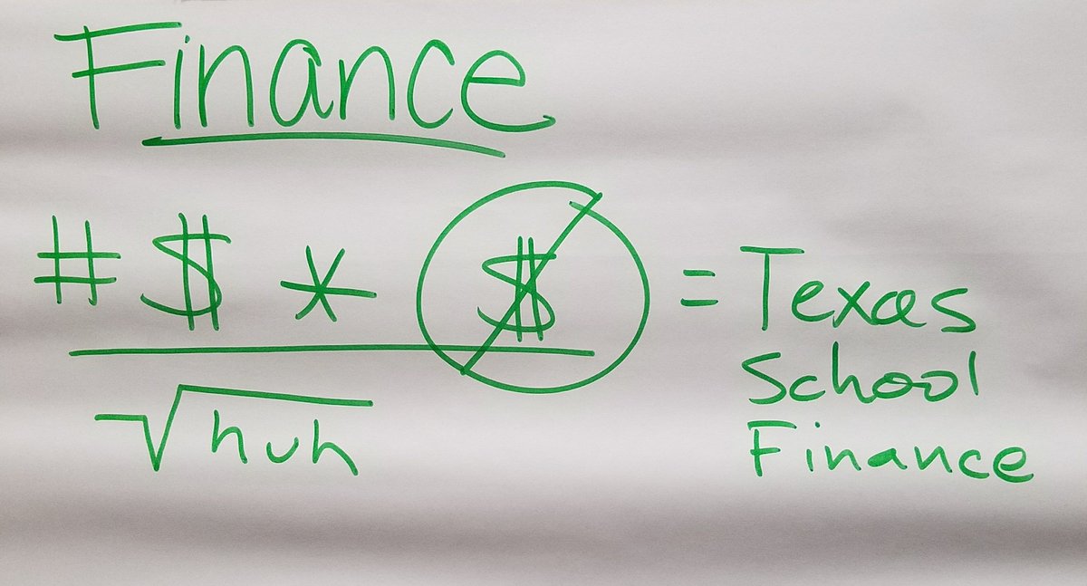 I think I finally figured out the equation to explain Texas School finance! #$ x no money divided by  the square root of huh?