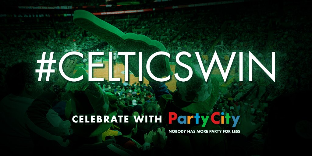 celtics's tweet photo. The roof nearly came off TD Garden as the C's earned another #CelticsWin to push their winning streak to 14 straight. Celebrate the streak with the Celtics and @PartyCity! https://t.co/NVwg1QfFZX