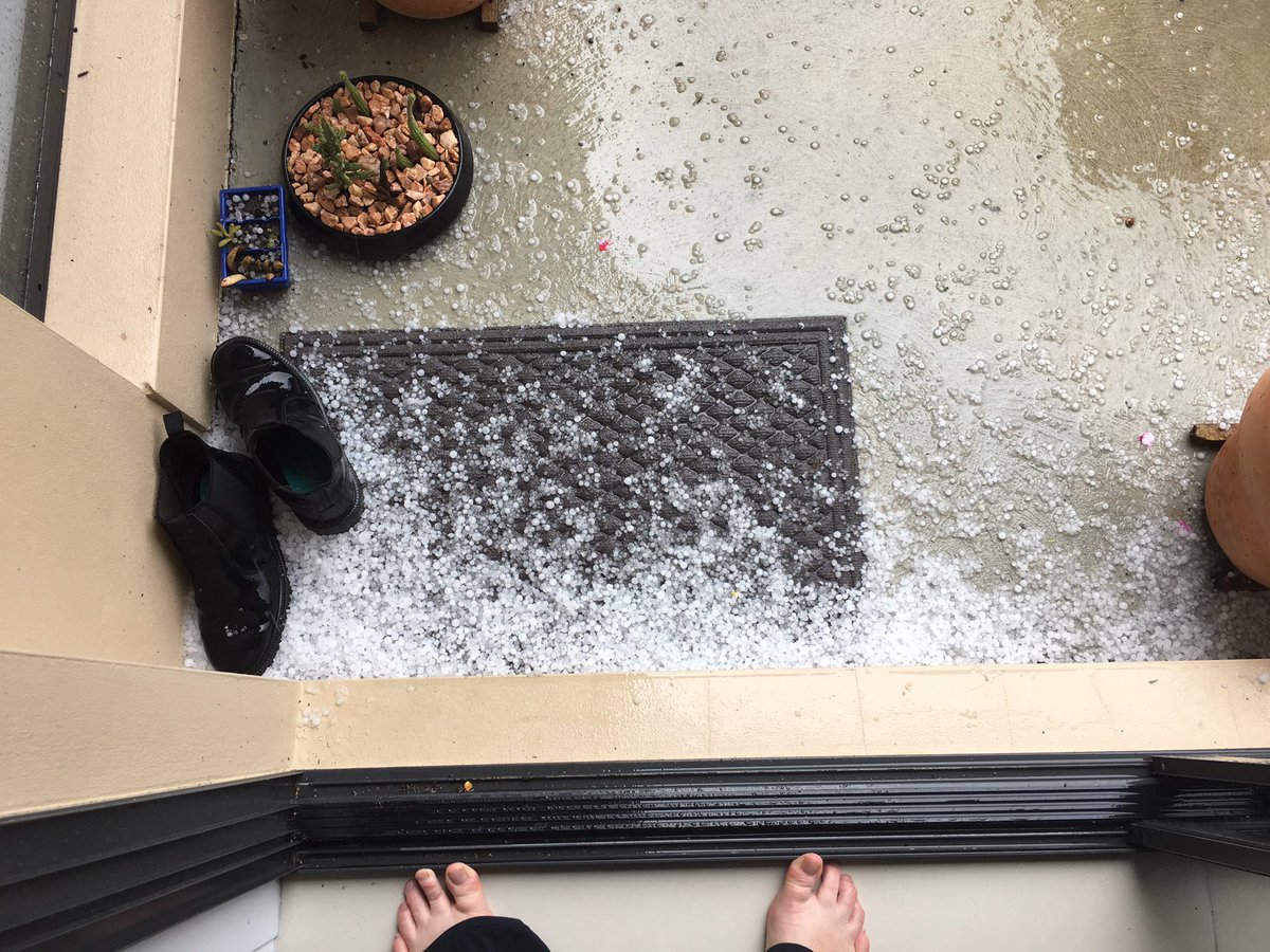 Just a little hail in #cbr #weather #hail #storm