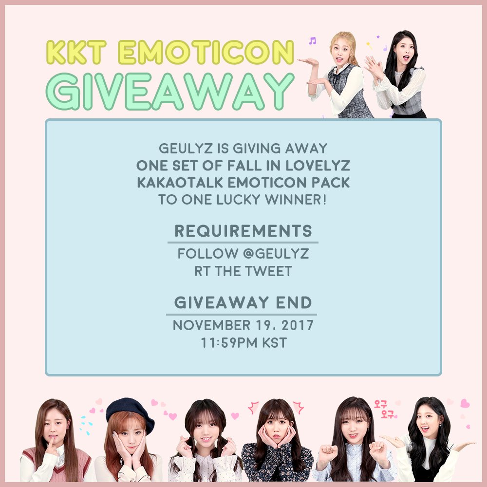 Thank you Lovelinus for all the support you've given us! We'll be gifting Lovelyz new KKT emoticons to 1 lucky winner!

Just RT this tweet and be following us! We'll pick a winner this Sunday!