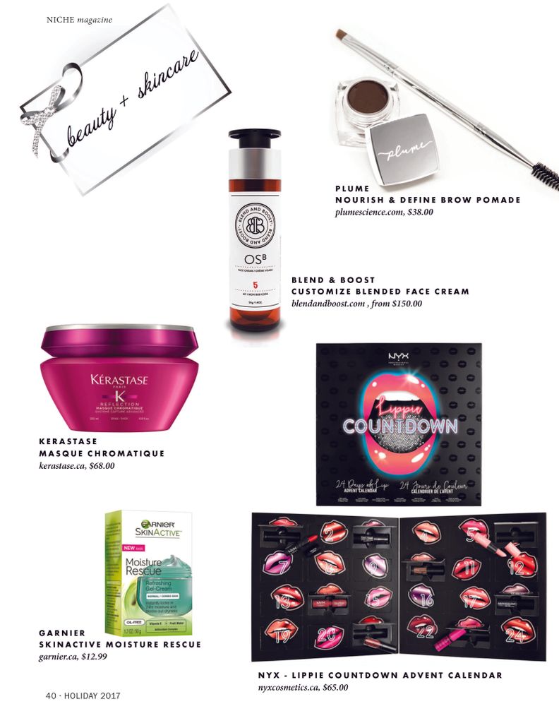 NICHE_mag's tweet photo. More great NICHE #gifting ideas. From @plumescience @garniercan @blendandboost @KerastaseCanada @nyxcosmeticscan #hairstyle #lips #eyes #lipstick #makeupaddict #eyeshadow #lashes #cosmetics #skincare https://t.co/U91UeDsArA