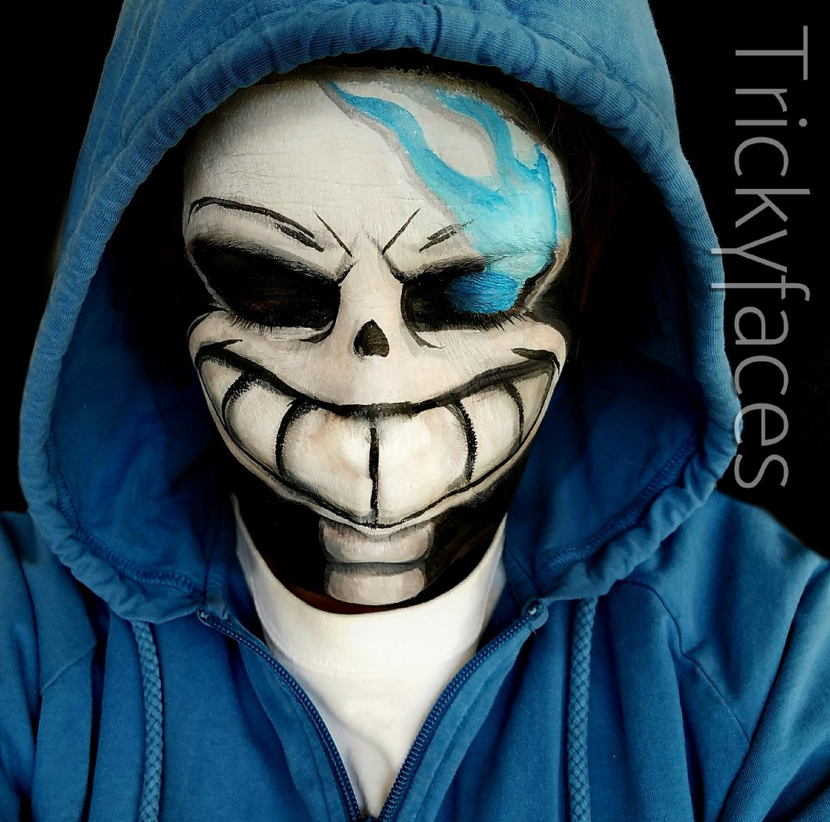 Trickyfaces's tweet image. Bad Time Sans, Undertales.  #Trickyfaces #facepaint #undertales #sans #badtimesans