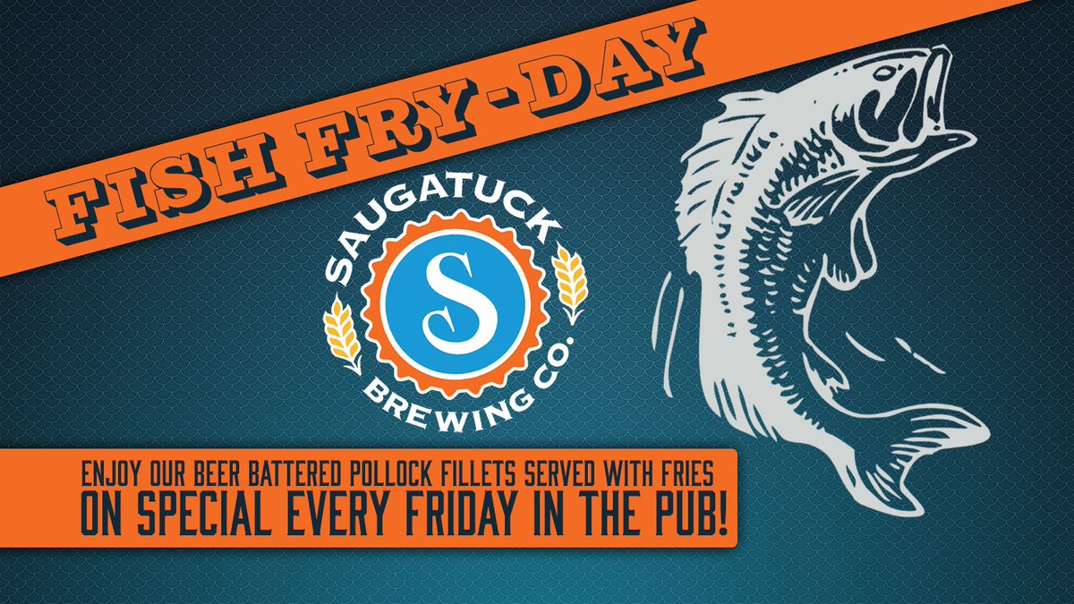 saugatuckbrew's tweet photo. 🍽 🐟 Every Friday is FISH-FRY DAY in the Pub which means that our beer battered Pollock fillets, served with Parmesan fries, are on SPECIAL all day! #EatLoal #FishFryDay #SBrewing #HeresToHappy https://t.co/JEfa2AIWaW