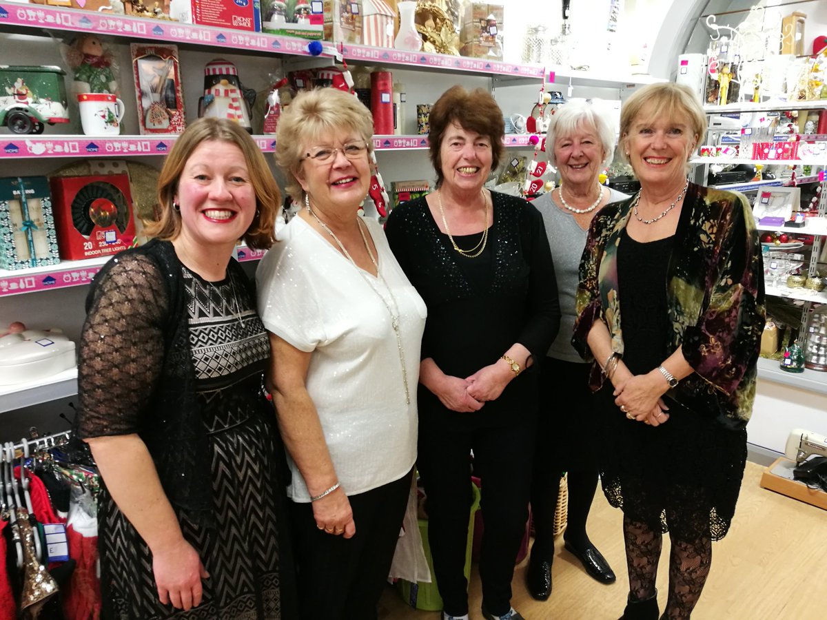 CrukRustington's tweet photo. Evening wear event. My motley crew scrub up well. Lets beat cancer sooner by buying your party dresses from us #cruk  #Christmas https://t.co/lKyE38JTLt