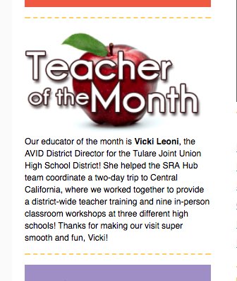 vmleoni's tweet photo. Such a wonderful surprise this morning! It was a true pleasure to host the @SRAprogram experts; I’m thrilled that they will share their wisdom with the @TJUHSD_AVID scholars @tjuhsd and help them break barriers to the colleges and careers of their dreams. :) https://t.co/iyuhd8msQB