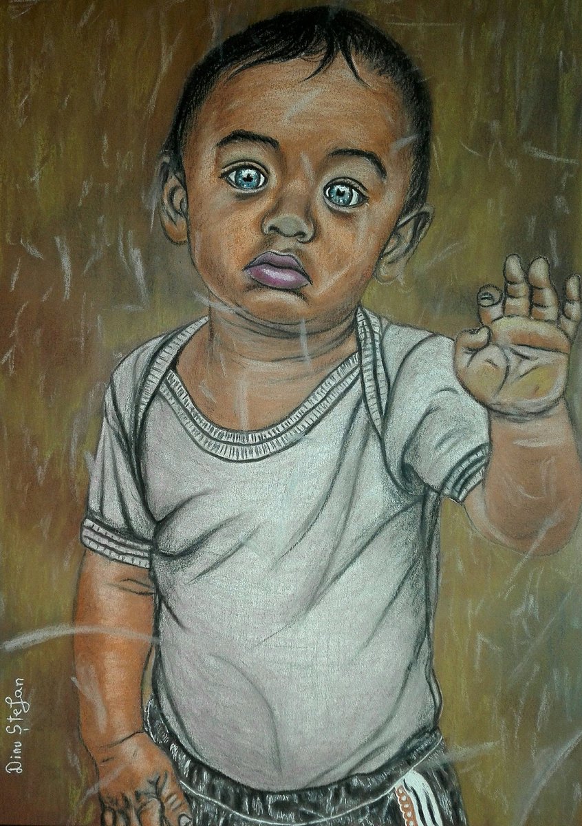 DSL_81's tweet photo. Waiting ! ( pastel pencils, charcoal, chalk, brown paper, size A4 ). https://t.co/EJ73qs952e