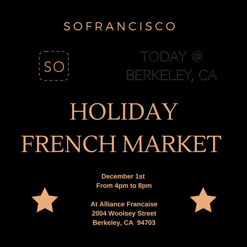 S0FRANCISC0's tweet photo. TONIGHT AT BERKELEY!!! Come and say hi! Discover the leathers. Learn more about SOFRANCISCO's ethical supply chain.
And enjoy Food, Wine, Music and Kids Activities thanks to the Alliance Francaise de Berkeley :) https://t.co/GZbBZDo2Hh