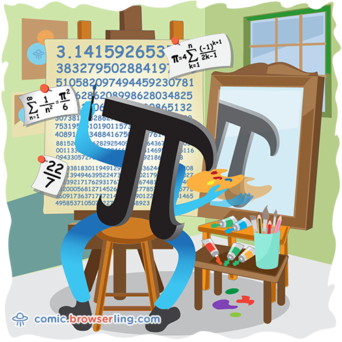TheSmartJokes's tweet photo. Pi's self portrait (π = 3.141592…) ... https://t.co/hcg5NkKzpj - nerd comic by @browserling. https://t.co/ps1jfgGFA5