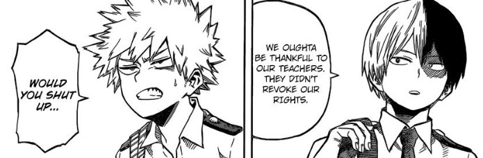 perdizzion's tweet photo. todoroki talking about their provisional license course only for bakugo to angrily yell at him: a thrilling saga https://t.co/nGXew7En6t