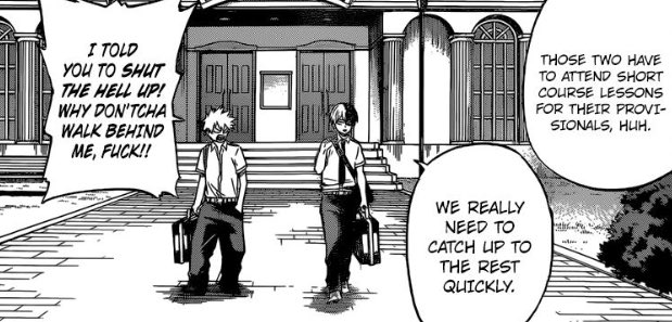 perdizzion's tweet photo. todoroki talking about their provisional license course only for bakugo to angrily yell at him: a thrilling saga https://t.co/nGXew7En6t