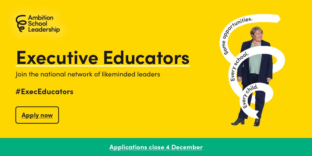Ambition_Inst's tweet photo. Applications for #ExecEducators is closing soon. Apply now for a January start for the programme that suits your needs: 'Leading Several Schools' or 'Building And Leading A Sustainable MAT' https://t.co/Z6iOfDJt4k https://t.co/PmeYlNVo1K