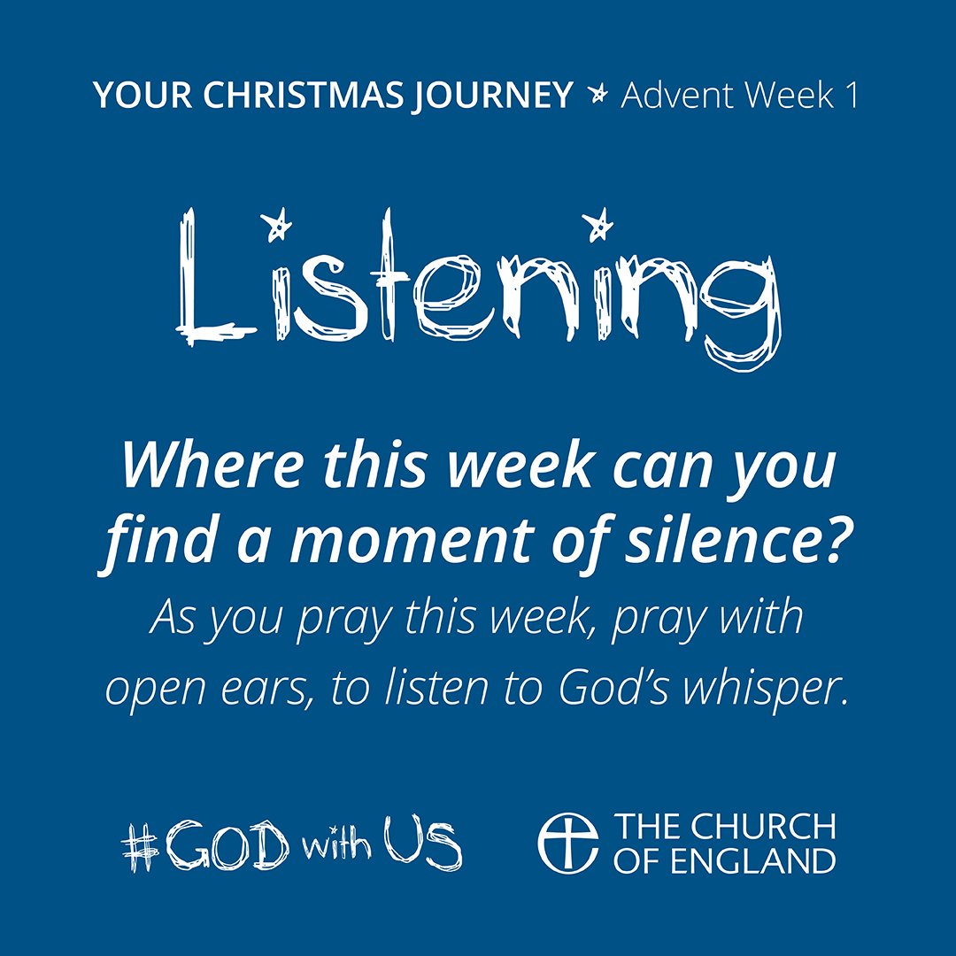 churchofengland's tweet image. In the days before Christmas silence is a gift. Use moments of quiet to listen – to the world, to your heart and to God who seldom shouts but often whispers. Read the full #GodWithUs reflection and sign up at bit.ly/2hZJzTN