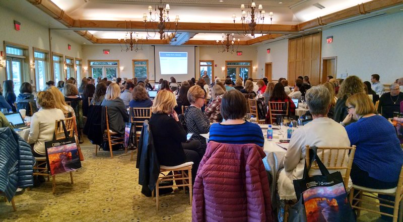 ExploreInside's tweet photo. #ReachforReading and #Panorama author Dr. Nonie Lesaux, gives her keynote speech to a packed house of #literacy leaders today at the CACE Conference in Harwich! #title1 https://t.co/xQY7aquJeN