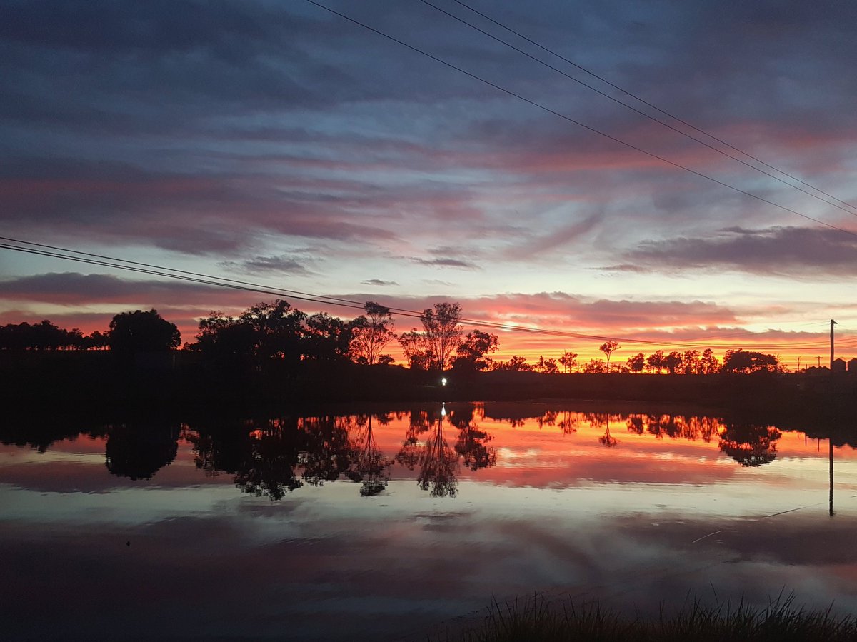 This morning's sunrise over our farm dam at Vacy