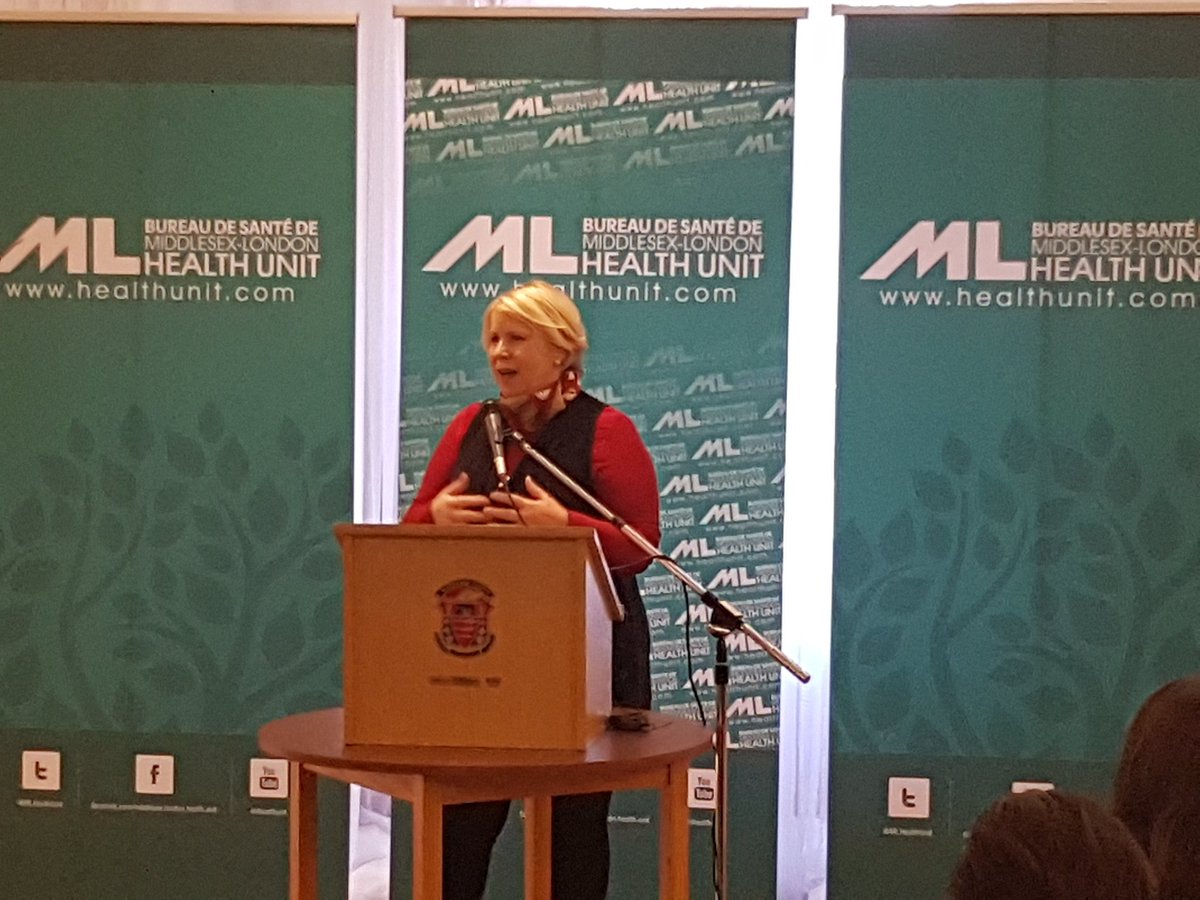 MLHealthUnit's tweet photo. Hon. @Deb_Matthews and Dr. Chris Mackie (@Healthmac) announcing #MLHU launch of Nurse-Family Partnership® (NFP) in Middlesex-#LdnOnt. An initial pilot project, made possible by funding provided through Ontario’s Local Poverty Reduction Fund, began in February, 2017. https://t.co/2jplr1t7Ro