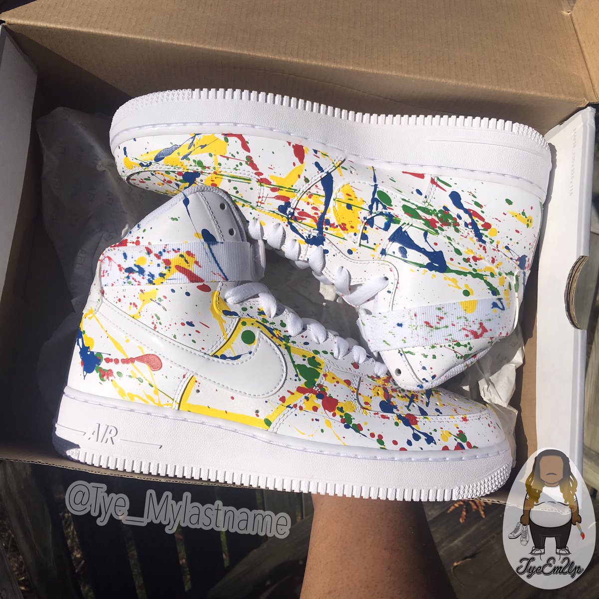 Tye_MyLastName's tweet photo. Paint Splatter G Fazos #TyeEmUp #FavoriteCustom #GFazos #BirthdayKicks #KeepTheOutterSwishWhite https://t.co/d77Iiy3dM8