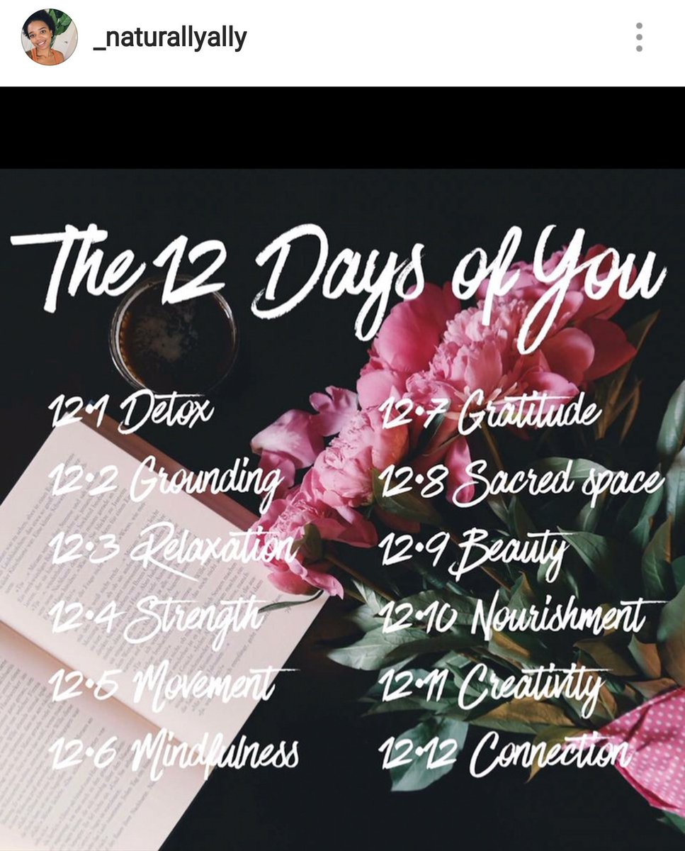 brwnlmn's tweet photo. _naturallyally on Instagram is doing #12DaysofYou to share the self-care love.It's up to you how you choose to interpret/share each day.Happy December! 💖💫🌹 https://t.co/ThXU9cCujr