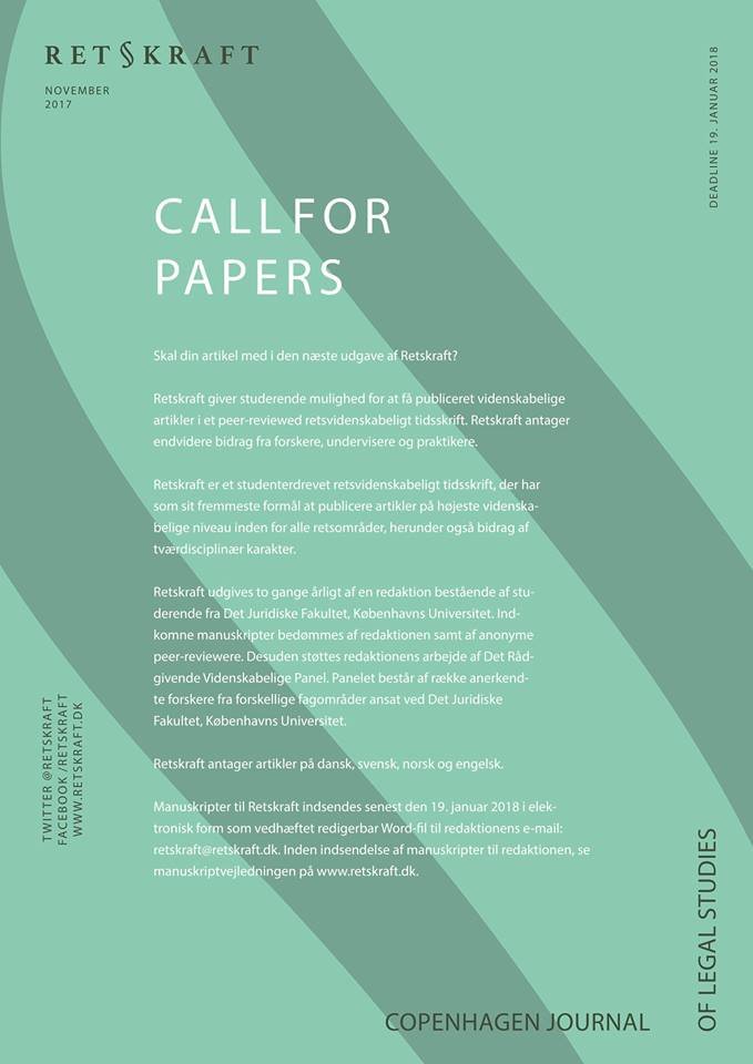 2nd Call for Papers of Retskraft: Copenhagen Journal of Legal Studies. #CfP #LegalStudies #LegalScholarship