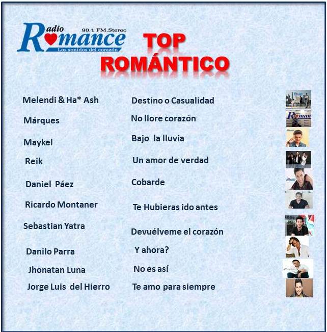 RadioRomanceFM's tweet photo. Vota por tu canción favorita!!!  #ViernesDe #TopRomántico     
📞2290577 🎤🎧       
📲0969019014        
👉https://t.co/s43BaM2xfP    
 @MarquesMusica @MaykelOficial @SebastianYatra https://t.co/3KRMTO8ZH0