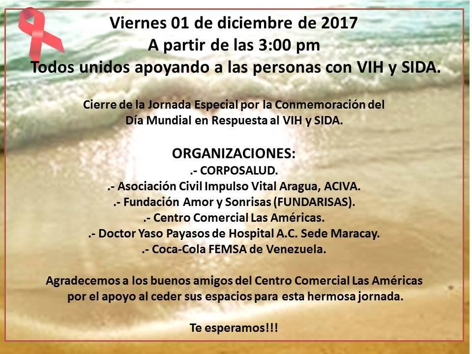 carrero_nelson's tweet photo. Día Mundial en Respuesta al VIH y SIDA. Todos unidos apoyando a las personas con VIH y SIDA. Hora: 3:00 pm en la Plaza Central del Centro Comercial Las Américas. #DiaMundialDelSIDA #1Dic @AcivaAragua @cclasamericas @FUNDARISAS @cocacolafemsave @DoctorYaso #Maracay https://t.co/ZWGhwIKleL