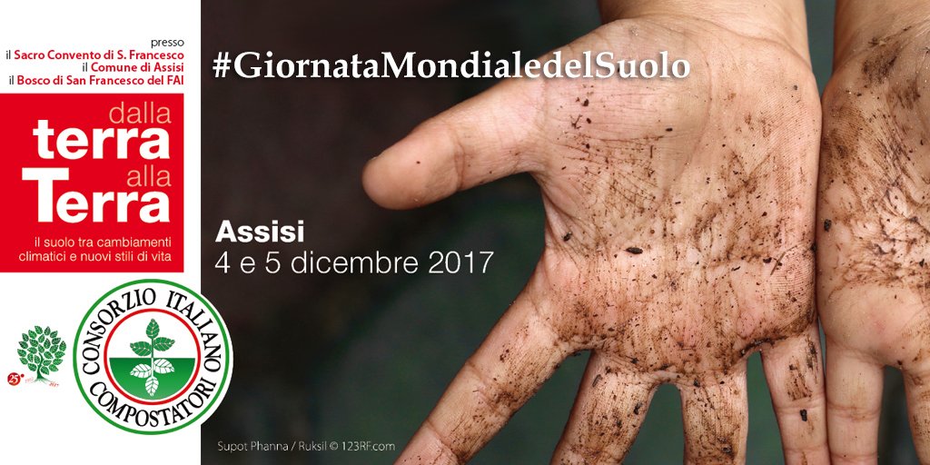 Il 4/5 dic presso il <a href="/sacroconvento/">Sacro Convento</a> a <a href="/cittadiassisi/">Città di Assisi</a>, in occasione della Giornata Mondale del Suolo, il <a href="/ConsorzioCIC/">Consorzio CIC</a> organizza "Dalla terra alla Terra" per celebrare questo patrimonio comune.
Seguite l'hashtag #GiornataMondialedelSuolo. 

Per dettagli => compost.it/news/1253-dall…