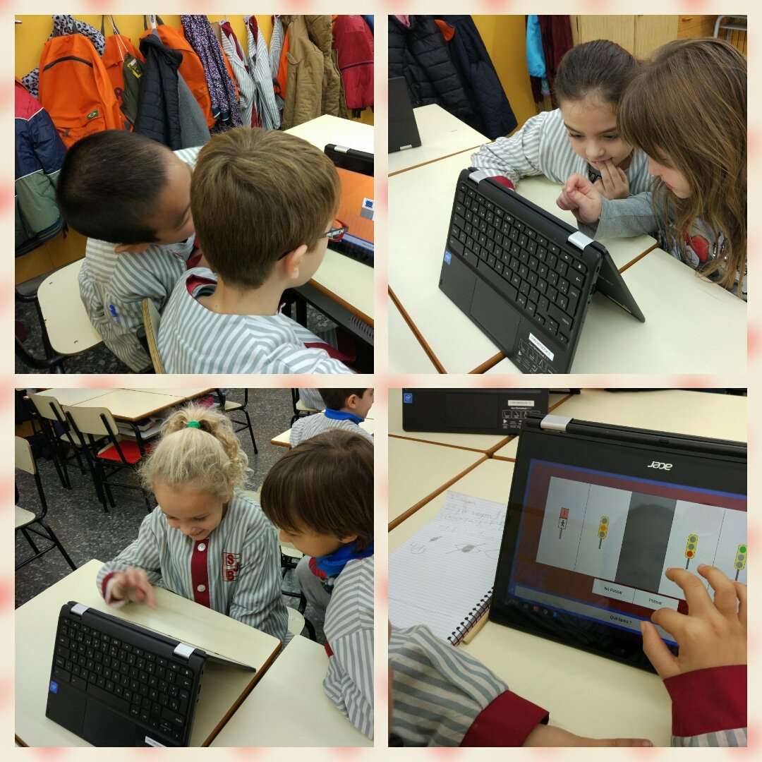 EscolaSJB's tweet photo. A 2n practiquem l' educació vial amb l'ajuda dels chromebooks #SJB #130SJBFEV #fempinya #competenciaTIC https://t.co/29pDfWXeqg