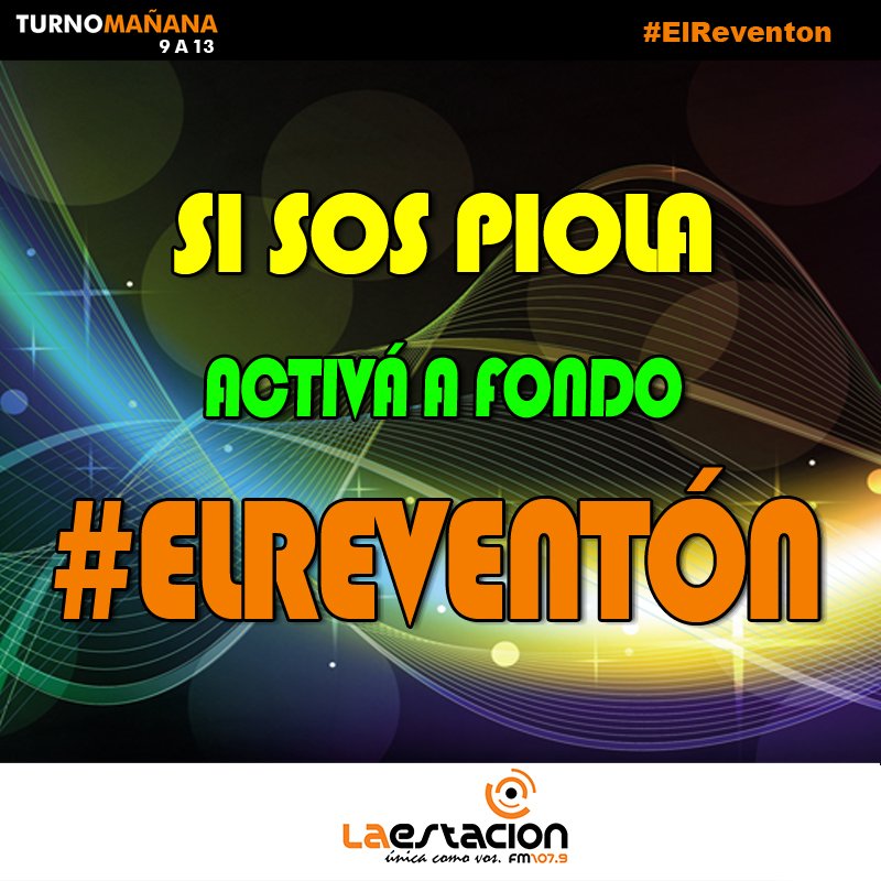 LaEstacionFM's tweet photo. [YA] ¿Dónde está la gente "piola" que quiere #RE #VEN #TON ?
¡Activá el viernes! ¡Activá el finde! ¡Activá tus mensajes reventoneros que ya estoy yo! #ElMasMejorDelMundoMundial #ElAP
¿Dónde ´tamo´activo, que yo sí tengo regalos para vos de mis #ameos de #LexysSalta?
¡Dale play! https://t.co/OFHO2LKmHW