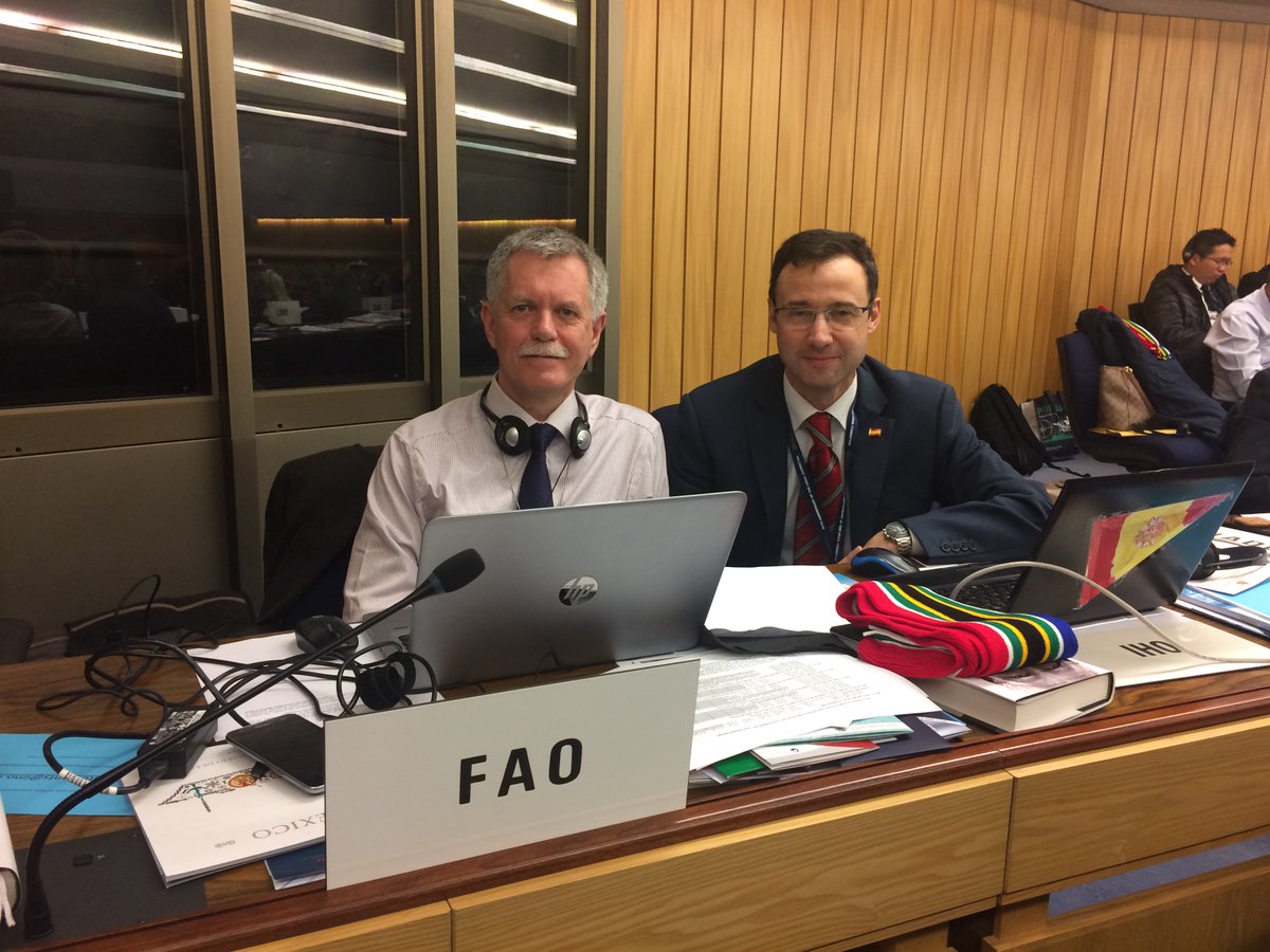 SpainatIMO's tweet photo. At @IMOHQ #30Assembly waiting for adoption of the #IMONumber for small fishing vessels.  A pleasure for me (MNS) @SpainatIMO to work with Ari Gudmundsson @FAOfish for 10 years in several #IMO instruments related to fishing vessel #safety such as the 2012 #CapeTown Agreement https://t.co/hRDjeG64Nt